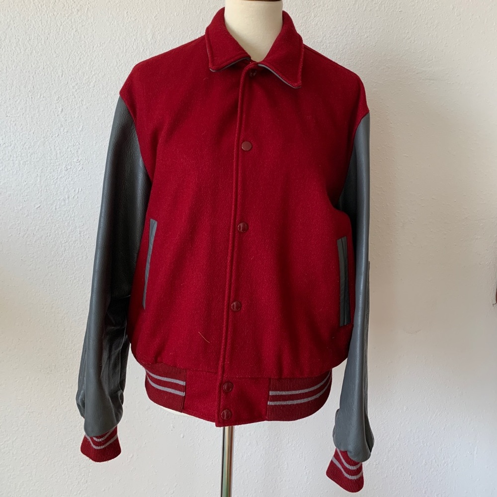 Made in USA, Vintage wool&leather varsity jacket M